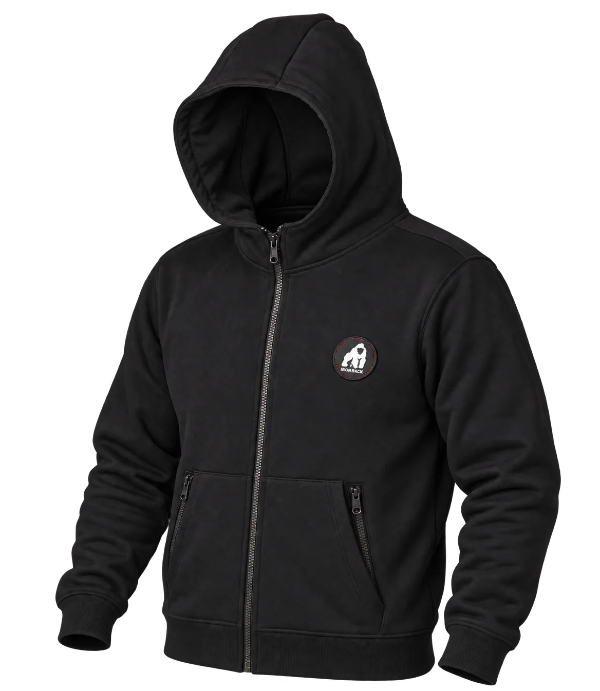 Hoodie zippé Origins noir présenté seul
